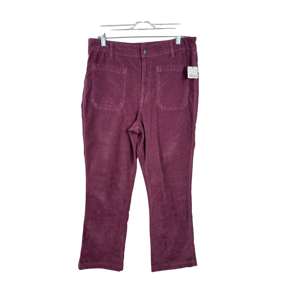 Free People Velvet Pants Women 14 Purple NWT Renaissance Rose Straight Ankle